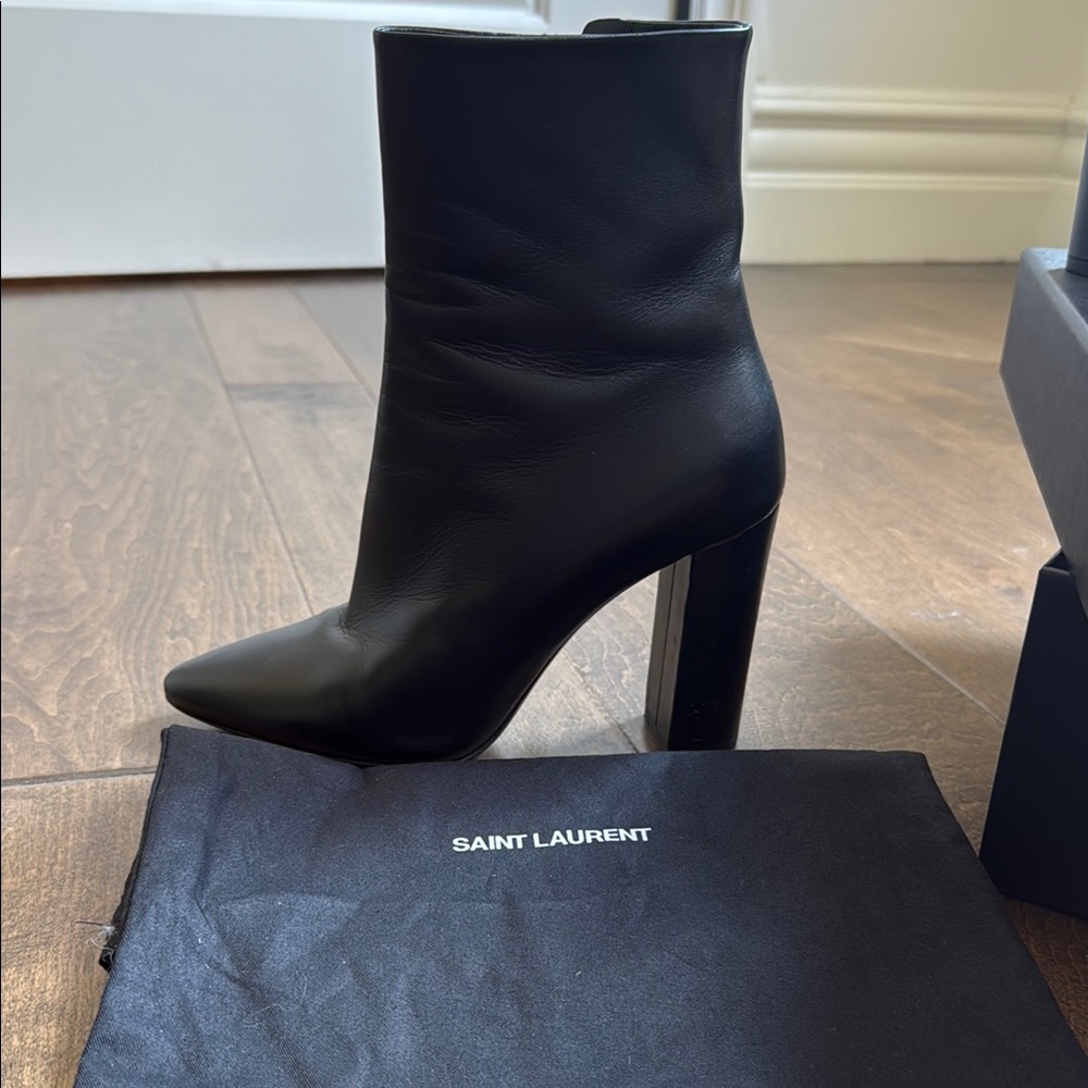 Saint Laurent Black Leather High Heel Boot
